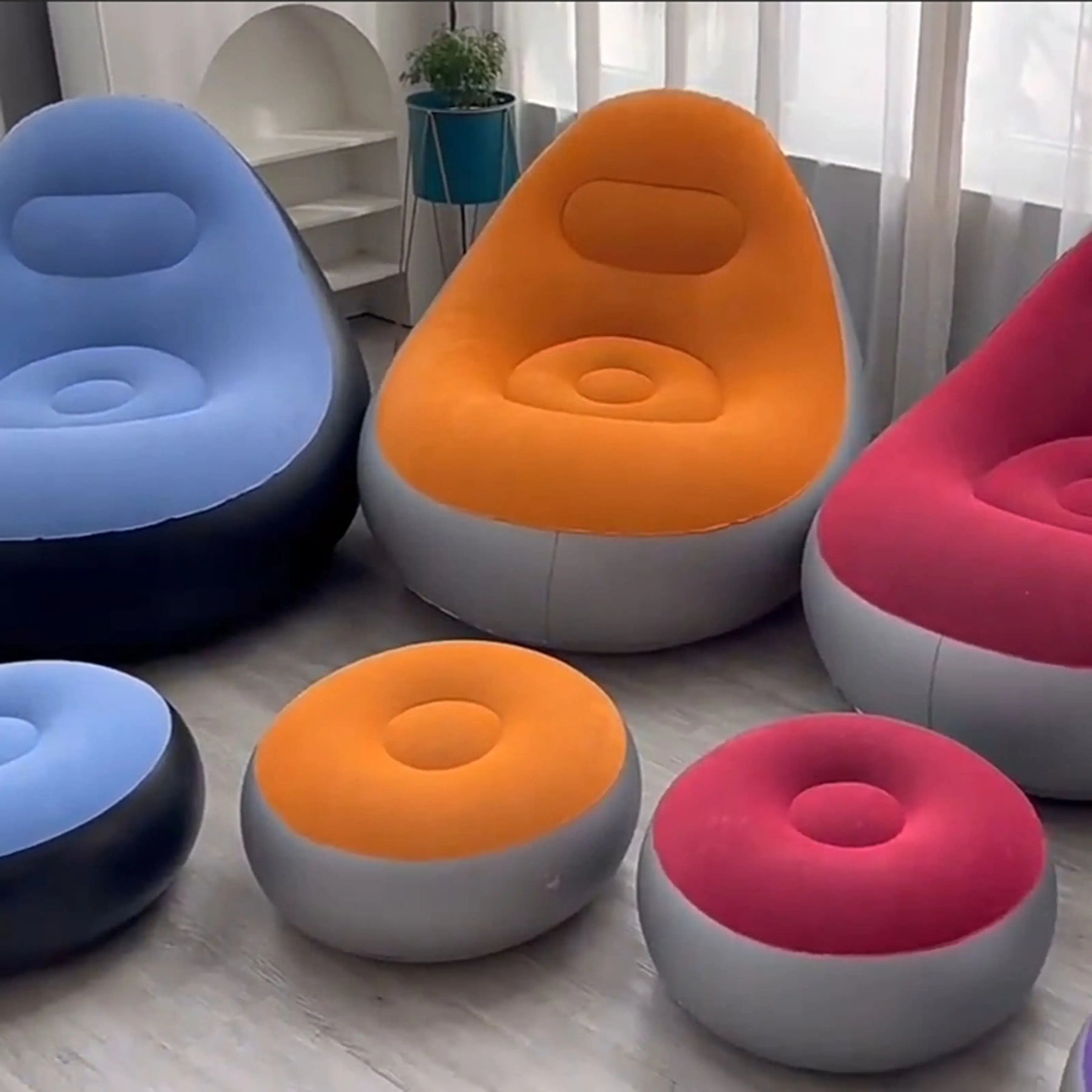 Poltrona Inflável Ultra Lounge Com Pufe Sofá Preguiçoso