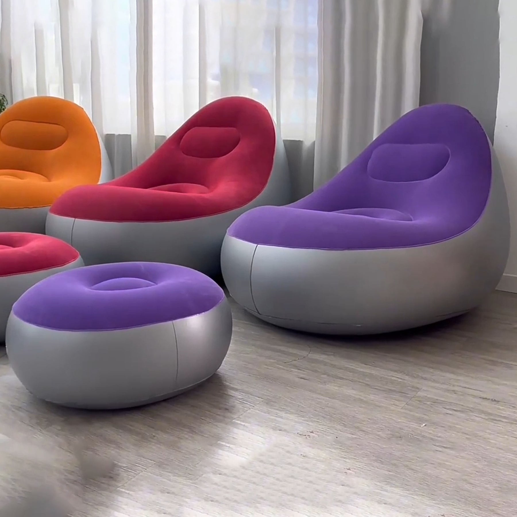 Poltrona Inflável Ultra Lounge Com Pufe Sofá Preguiçoso