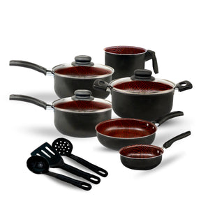 Jogo de Panelas Elegance Antiaderente Teflon 9 Peças Tampa Vidro